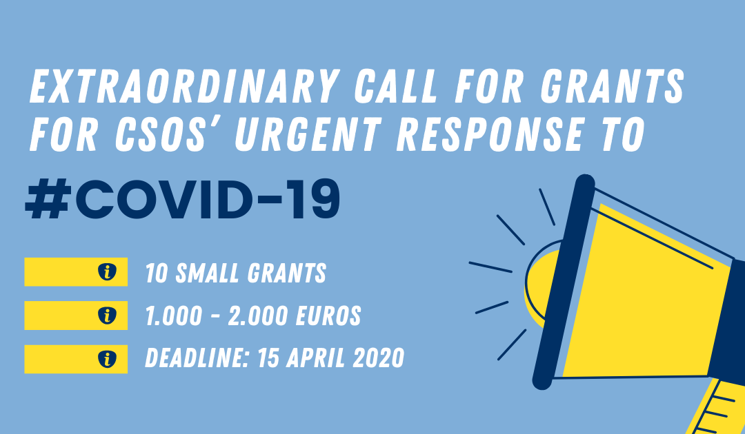 Extraordinary Call for grants for CSOs’ urgent response to COVID-19